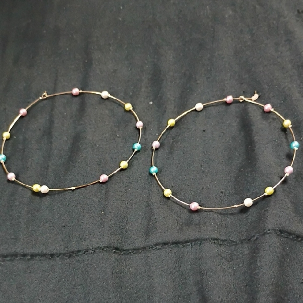 Elegant Multicolor Beaded Hoop Earrings